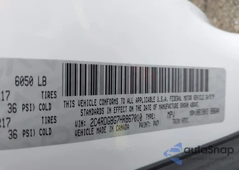 2017 Dodge Grand Caravan Se z USA, uszkodzony, nr VIN 2C4RDGBG7HR867010